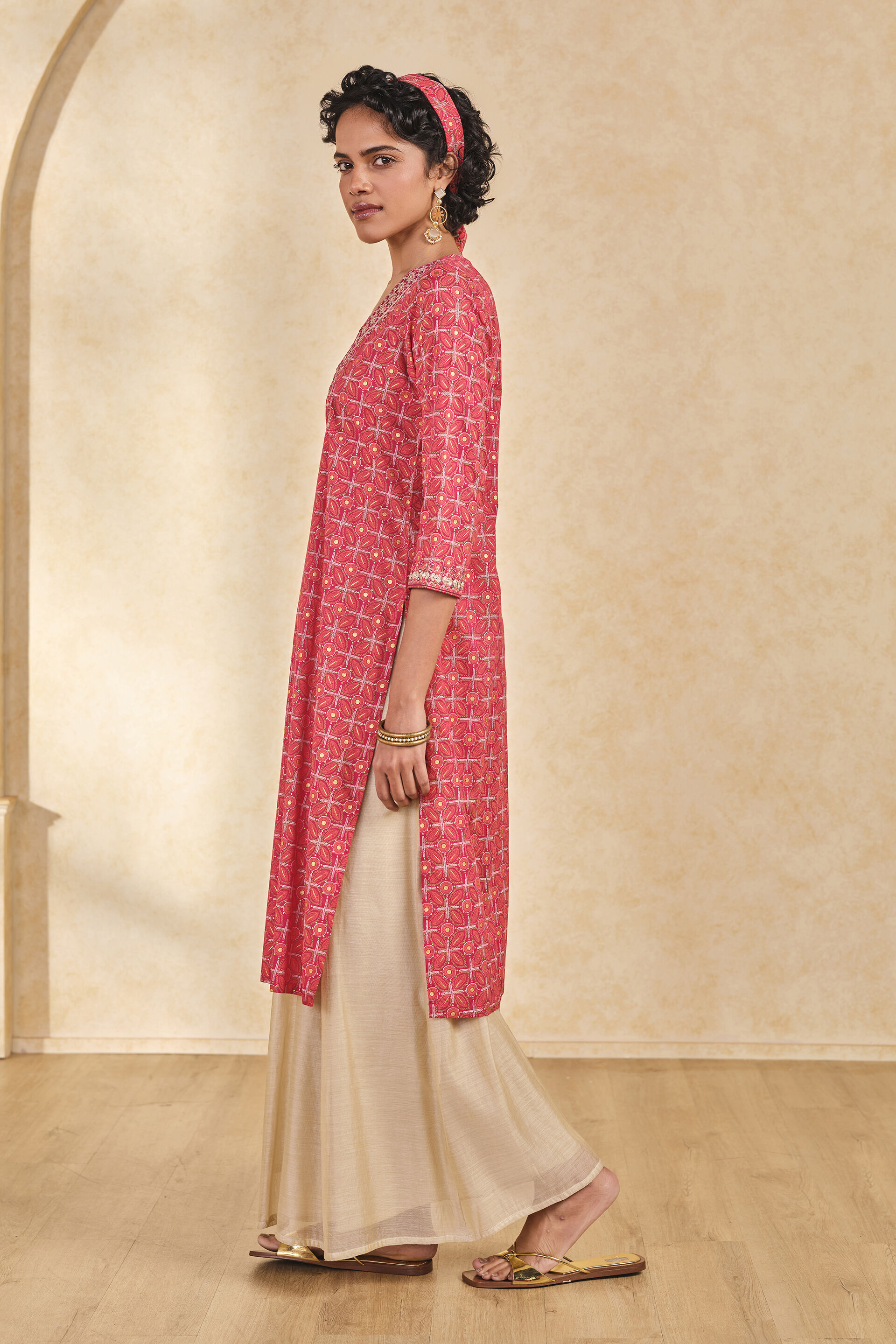 Red Mirror-Work Kurta, Red, image 3